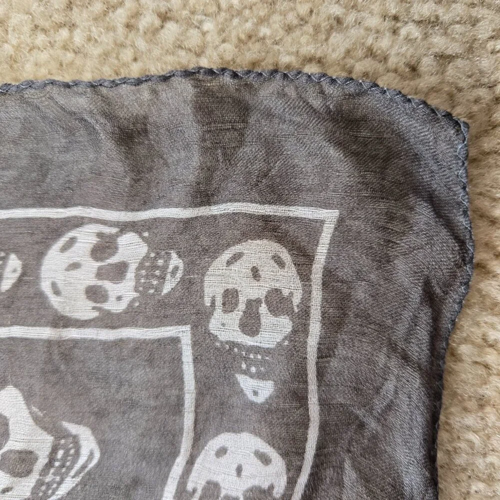 Alexander McQueen Silk Skull Scarf Dark Grey